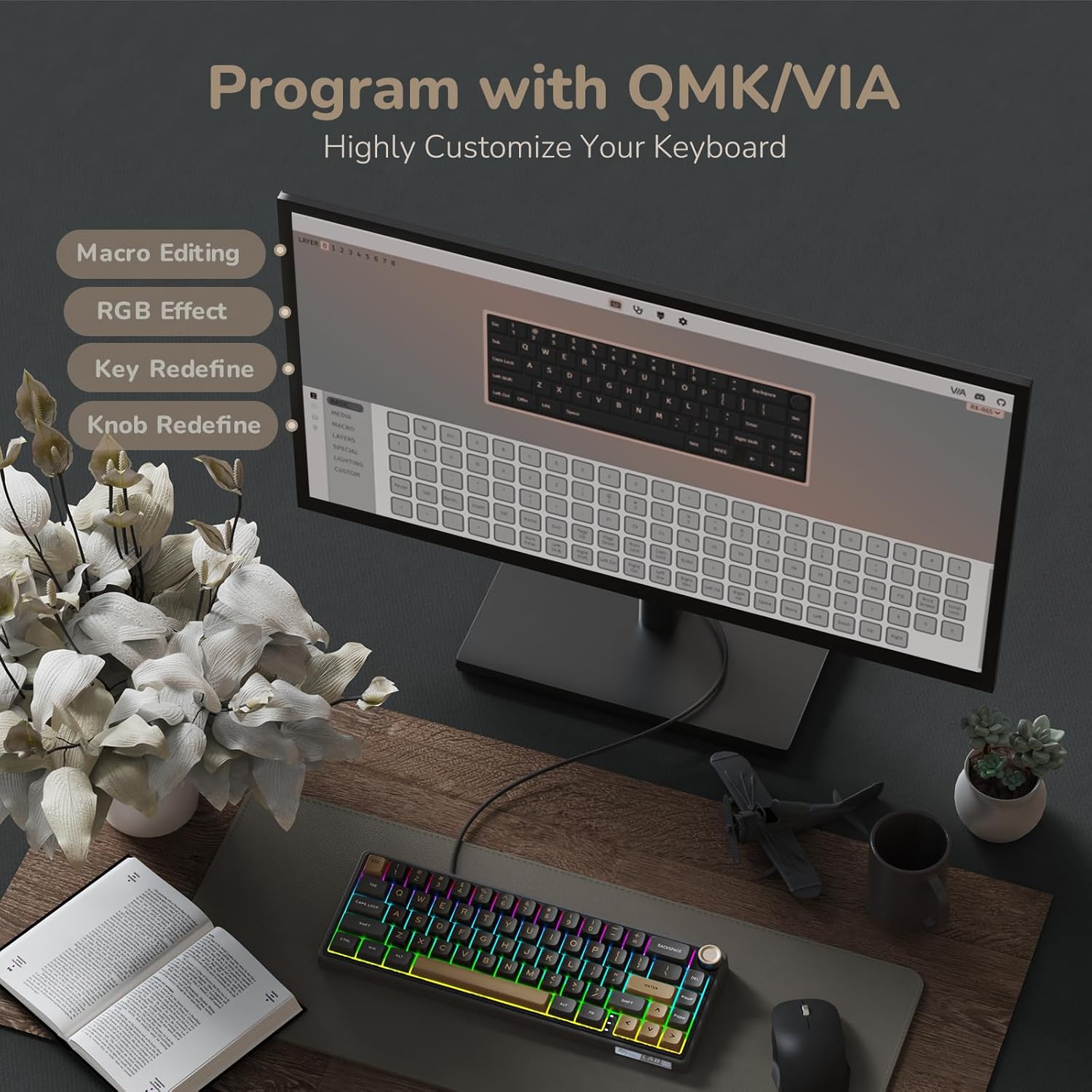 1761122514_RK-ROYAL-KLUDGE-R65-Wired-Gaming-Keyboard-with-Volume-Knob-60-Percent-RGB-Backlit-Mechanical-Keyboard-Gasket-Mount-with-PBT-Keycaps-MDA-Profile-QMKVIA-66-Keys-Hot-Swappable-Cream-Switch-Black.jpg RK ROYAL KLUDGE R65 Wired Gaming Keyboard with Volume Knob, 60% Percent RGB Backlit Mechanical Keyboard Gasket Mount with PBT Keycaps, MDA Profile, QMK/VIA, 66 Keys Hot Swappable Cream Switch, Black - Image 9