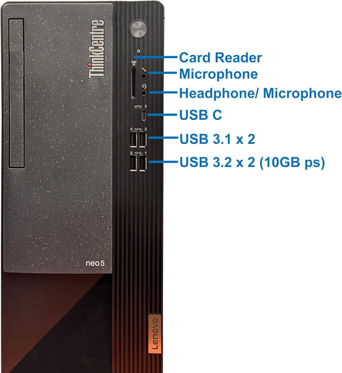 Lenovo ThinkCentre Neo 50T Gen4 Tower, Intel i9-12900K, 64GB Ram, 2TB NVMe SSD, DisplayPort, HDMI, VGA, USB C, SD Card Reader, AX Wi-Fi, BT, Windows 11 Pro, Black Desktop - Image 3