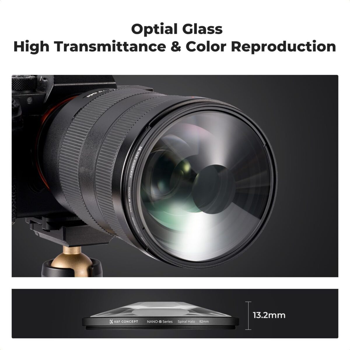 K&F CONCEPT 82mm Spiral Halo Camera Lens Filter, Premium Optical Glass Halo Swirl Special Effect Filter with Cleaning Cloth for Camera Lens - Image 6