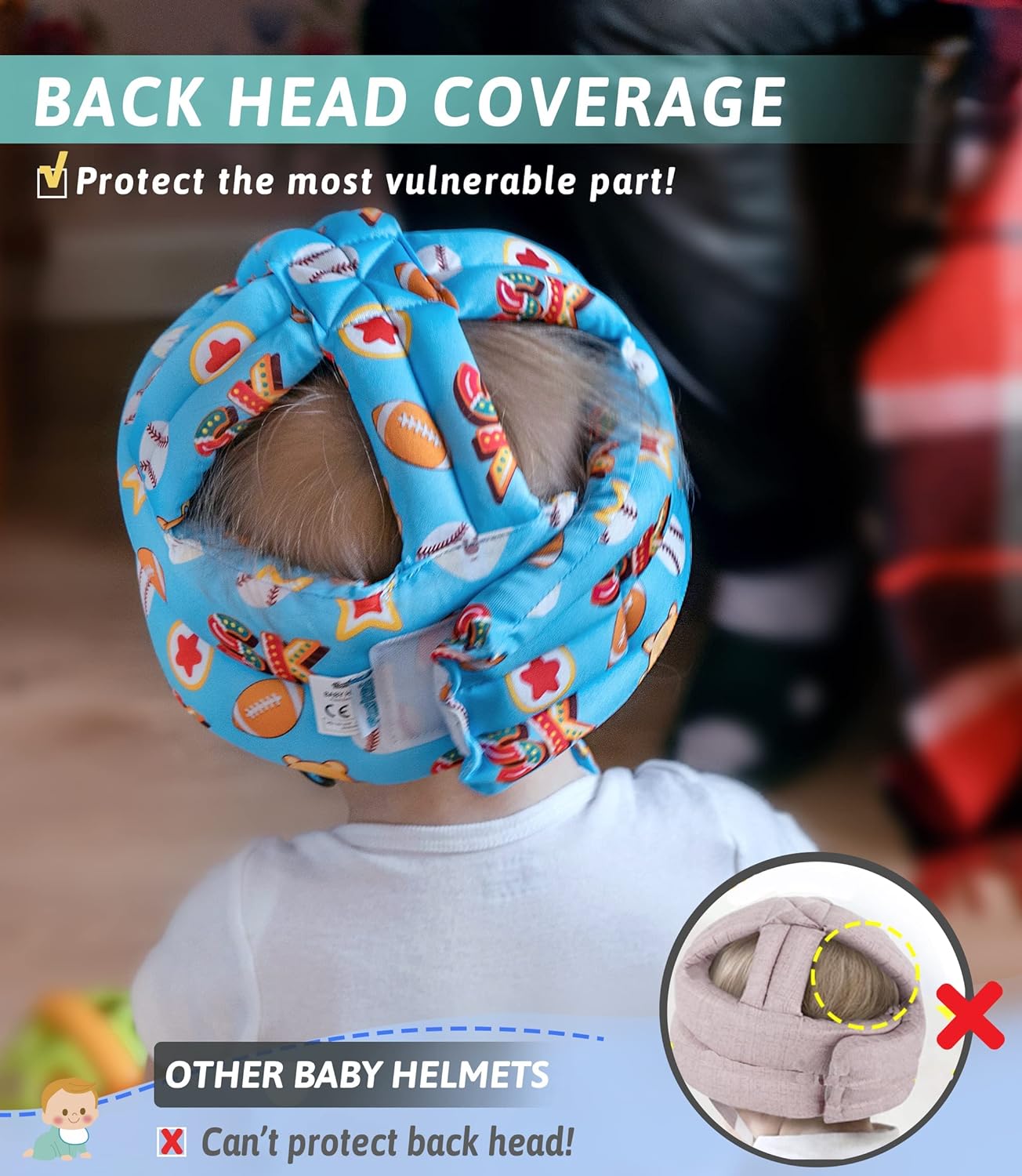 1761124555_Baby-Head-Protector-Baby-Helmet-for-Crawling-Walking-Running-No-Bumps-and-Soft-Cushion-Adjustable-Protective-Cap-Infant-Baby-Safety-Headguard-Toddler-Helmets-6-12-Months-1-2-Years-Old.jpg Baby Head Protector - Baby Helmet for Crawling Walking Running - No Bumps and Soft Cushion - Adjustable Protective Cap Infant Baby Safety Headguard - Toddler Helmets 6-12 Months 1-2 Years Old - Image 4