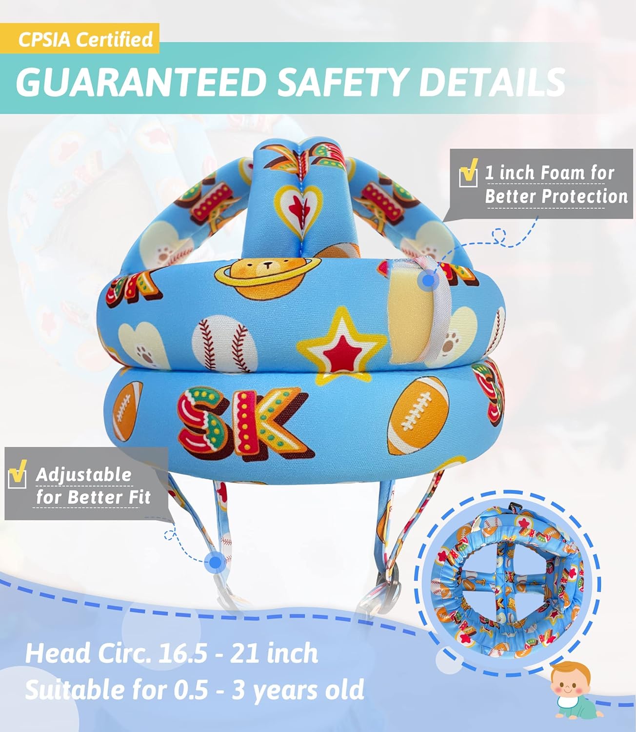 1761124561_Baby-Head-Protector-Baby-Helmet-for-Crawling-Walking-Running-No-Bumps-and-Soft-Cushion-Adjustable-Protective-Cap-Infant-Baby-Safety-Headguard-Toddler-Helmets-6-12-Months-1-2-Years-Old.jpg Baby Head Protector - Baby Helmet for Crawling Walking Running - No Bumps and Soft Cushion - Adjustable Protective Cap Infant Baby Safety Headguard - Toddler Helmets 6-12 Months 1-2 Years Old - Image 7