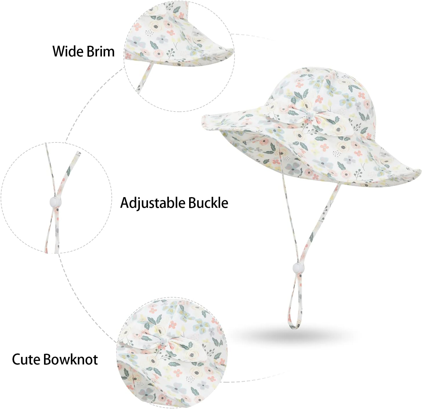 1761124764_Baby-Toddler-Infant-Girls-Bucket-Sun-Hats-Protection-Beach-UPF-50-Toddler-Wide-Brim-Bucket-Summer-Hats.jpg Baby Toddler Infant Girls Bucket Sun Hats Protection Beach UPF 50+ Toddler Wide Brim Bucket Summer Hats - Image 4