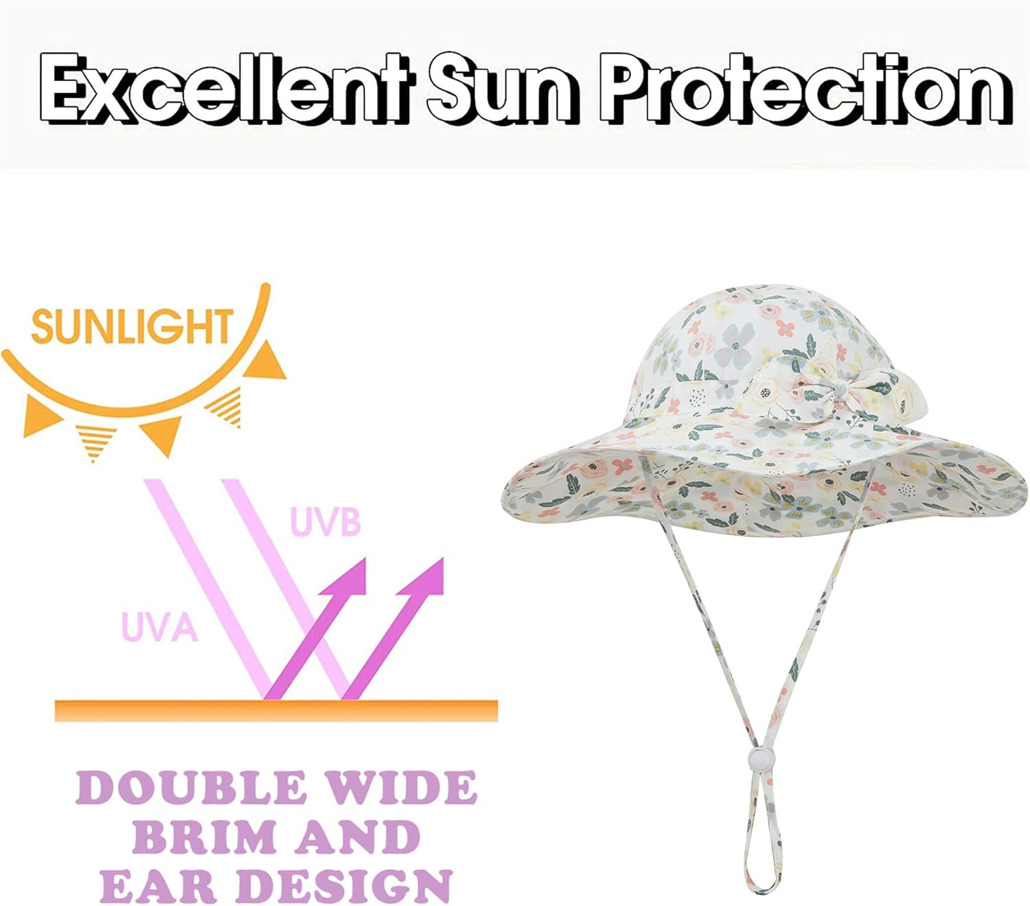1761124765_Baby-Toddler-Infant-Girls-Bucket-Sun-Hats-Protection-Beach-UPF-50-Toddler-Wide-Brim-Bucket-Summer-Hats.jpg Baby Toddler Infant Girls Bucket Sun Hats Protection Beach UPF 50+ Toddler Wide Brim Bucket Summer Hats - Image 5
