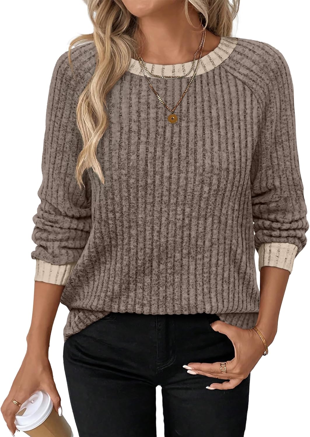 1761125499_WIHOLL-Long-Sleeve-Shirts-for-Women-Lightweight-Sweaters-Fall-Outfits-2025-Color-Block-Winter-Clothing-Dressy-Casual-Soft.jpg WIHOLL Long Sleeve Shirts for Women Lightweight Sweaters Fall Outfits 2025 Color Block Winter Clothing Dressy Casual Soft - Image 3