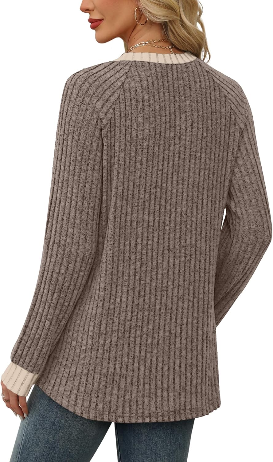 1761125503_WIHOLL-Long-Sleeve-Shirts-for-Women-Lightweight-Sweaters-Fall-Outfits-2025-Color-Block-Winter-Clothing-Dressy-Casual-Soft.jpg WIHOLL Long Sleeve Shirts for Women Lightweight Sweaters Fall Outfits 2025 Color Block Winter Clothing Dressy Casual Soft - Image 6