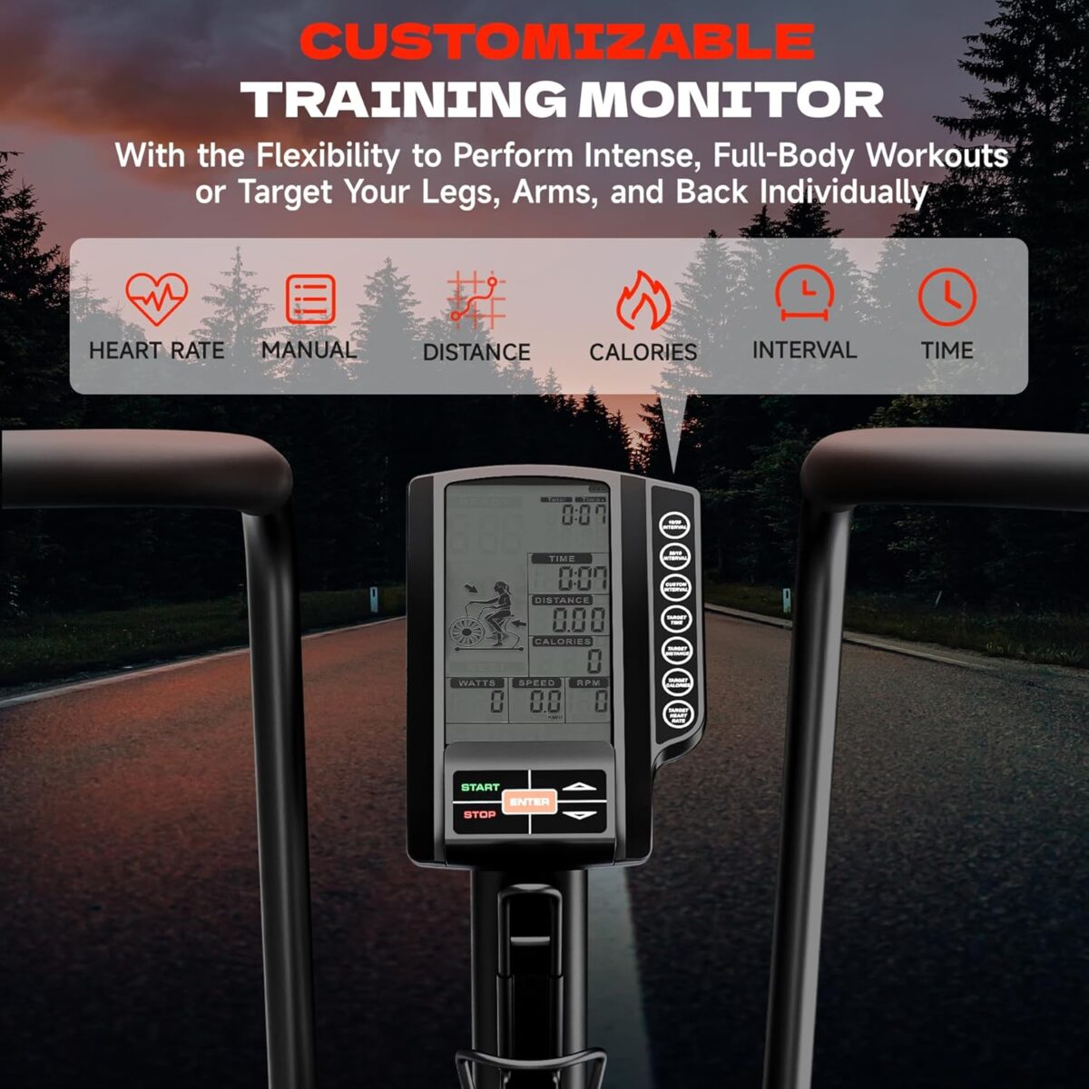 Air Bike, Exercise Bike with Magnetic & Air Resistance Fan Bike, Stationary Bike for Home Cardio Workout, Adjustable Indoor Cycling Bike with APP & Dual Action Handlebars, 350lb Capacity - Image 3
