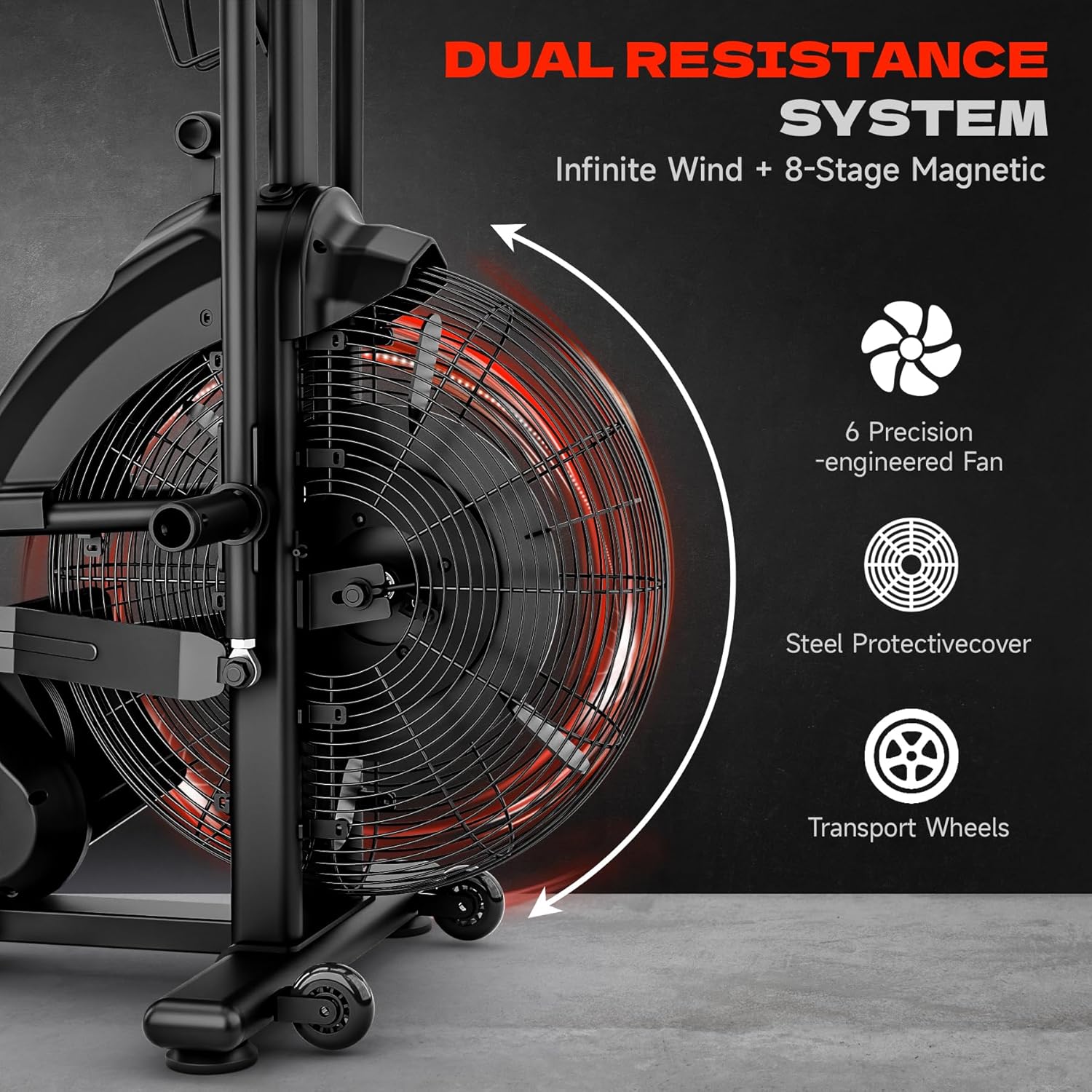 1761171482_Air-Bike-Exercise-Bike-with-Magnetic-Air-Resistance-Fan-Bike-Stationary-Bike-for-Home-Cardio-Workout-Adjustable-Indoor-Cycling-Bike-with-APP-Dual-Action-Handlebars-350lb-Capacity.jpg Air Bike, Exercise Bike with Magnetic & Air Resistance Fan Bike, Stationary Bike for Home Cardio Workout, Adjustable Indoor Cycling Bike with APP & Dual Action Handlebars, 350lb Capacity - Image 4