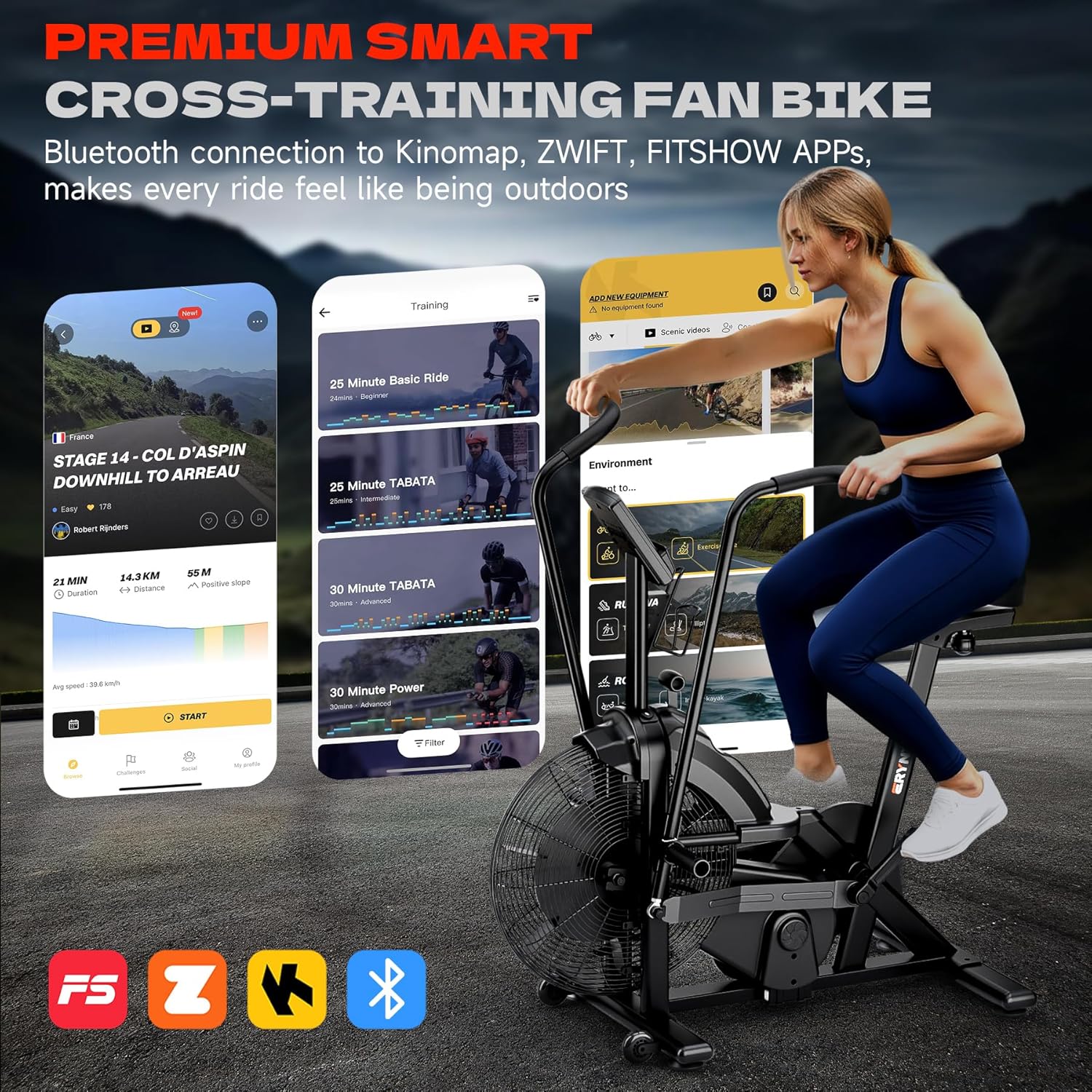 1761171487_Air-Bike-Exercise-Bike-with-Magnetic-Air-Resistance-Fan-Bike-Stationary-Bike-for-Home-Cardio-Workout-Adjustable-Indoor-Cycling-Bike-with-APP-Dual-Action-Handlebars-350lb-Capacity.jpg Air Bike, Exercise Bike with Magnetic & Air Resistance Fan Bike, Stationary Bike for Home Cardio Workout, Adjustable Indoor Cycling Bike with APP & Dual Action Handlebars, 350lb Capacity - Image 6