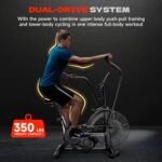 Air Bike, Exercise Bike with Magnetic & Air Resistance Fan Bike, Stationary Bike for Home Cardio Workout, Adjustable Indoor Cycling Bike with APP & Dual Action Handlebars, 350lb Capacity - Image 7