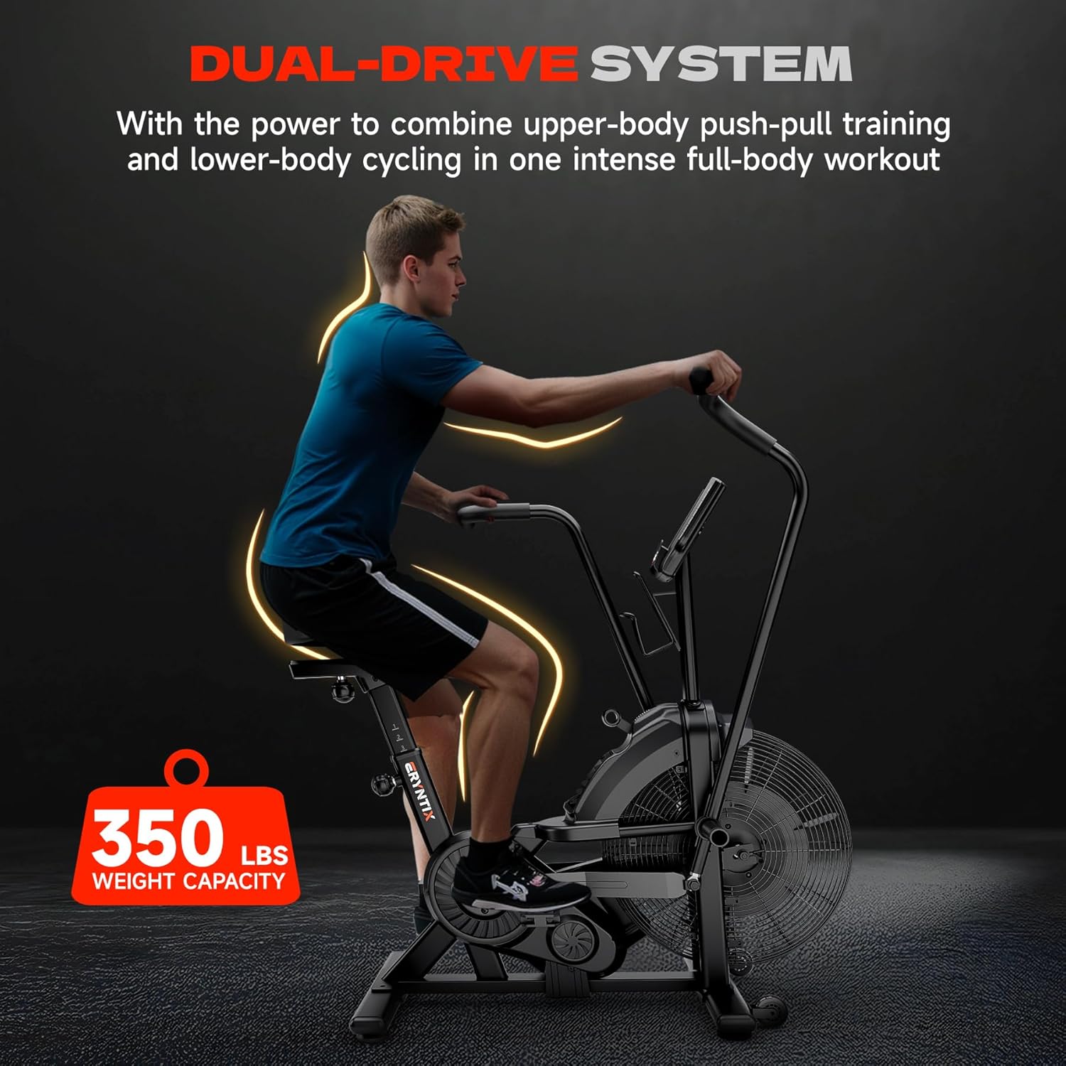 1761171489_Air-Bike-Exercise-Bike-with-Magnetic-Air-Resistance-Fan-Bike-Stationary-Bike-for-Home-Cardio-Workout-Adjustable-Indoor-Cycling-Bike-with-APP-Dual-Action-Handlebars-350lb-Capacity.jpg Air Bike, Exercise Bike with Magnetic & Air Resistance Fan Bike, Stationary Bike for Home Cardio Workout, Adjustable Indoor Cycling Bike with APP & Dual Action Handlebars, 350lb Capacity - Image 7