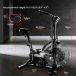 Air Bike, Exercise Bike with Magnetic & Air Resistance Fan Bike, Stationary Bike for Home Cardio Workout, Adjustable Indoor Cycling Bike with APP & Dual Action Handlebars, 350lb Capacity - Image 8