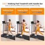 Folding Walking Pad Treadmill with Handle Bar, 3.5HP Compact Portable Foldable Walking Pads Treadmill with Handles, Electric Small Treadmills for Home Office Apartment, LED Display, 400 LBS Capacity - Image 3
