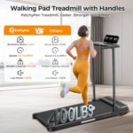Folding Walking Pad Treadmill with Handle Bar, 3.5HP Compact Portable Foldable Walking Pads Treadmill with Handles, Electric Small Treadmills for Home Office Apartment, LED Display, 400 LBS Capacity - Image 4