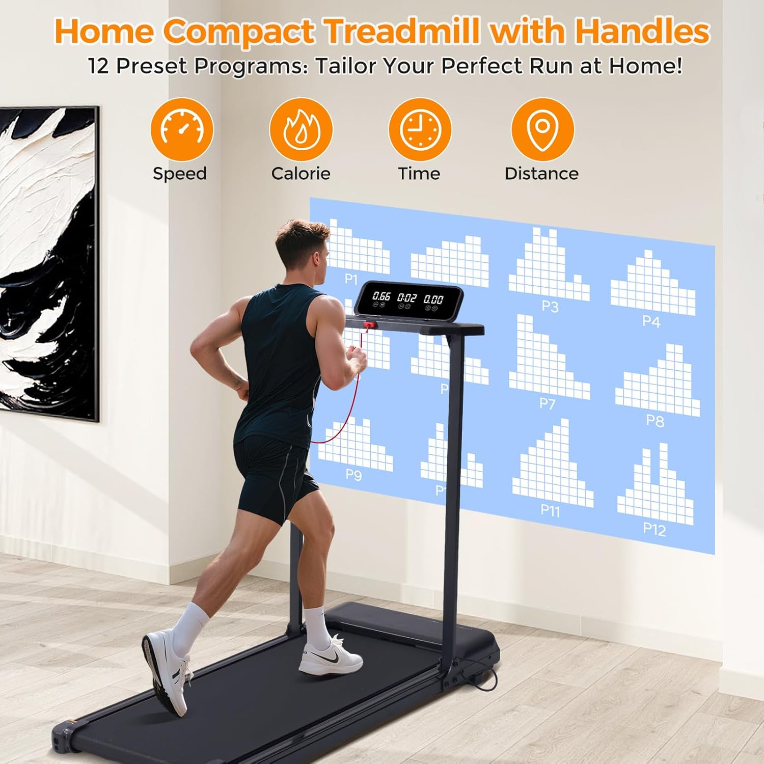 1761172766_Folding-Walking-Pad-Treadmill-with-Handle-Bar-3.5HP-Compact-Portable-Foldable-Walking-Pads-Treadmill-with-Handles-Electric-Small-Treadmills-for-Home-Office-Apartment-LED-Display-400-LBS-Capacity.jpg Folding Walking Pad Treadmill with Handle Bar, 3.5HP Compact Portable Foldable Walking Pads Treadmill with Handles, Electric Small Treadmills for Home Office Apartment, LED Display, 400 LBS Capacity - Image 6