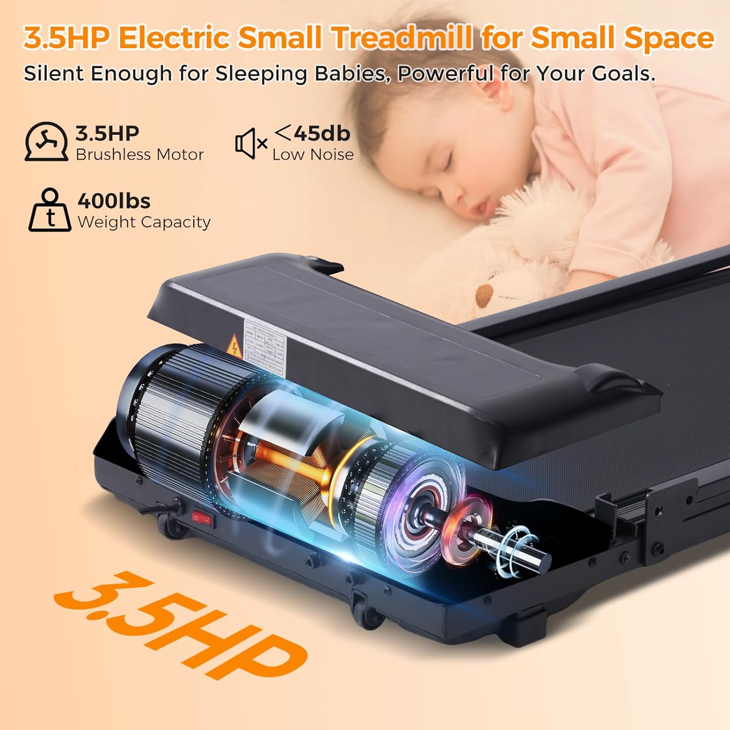 1761172770_Folding-Walking-Pad-Treadmill-with-Handle-Bar-3.5HP-Compact-Portable-Foldable-Walking-Pads-Treadmill-with-Handles-Electric-Small-Treadmills-for-Home-Office-Apartment-LED-Display-400-LBS-Capacity.jpg Folding Walking Pad Treadmill with Handle Bar, 3.5HP Compact Portable Foldable Walking Pads Treadmill with Handles, Electric Small Treadmills for Home Office Apartment, LED Display, 400 LBS Capacity - Image 8