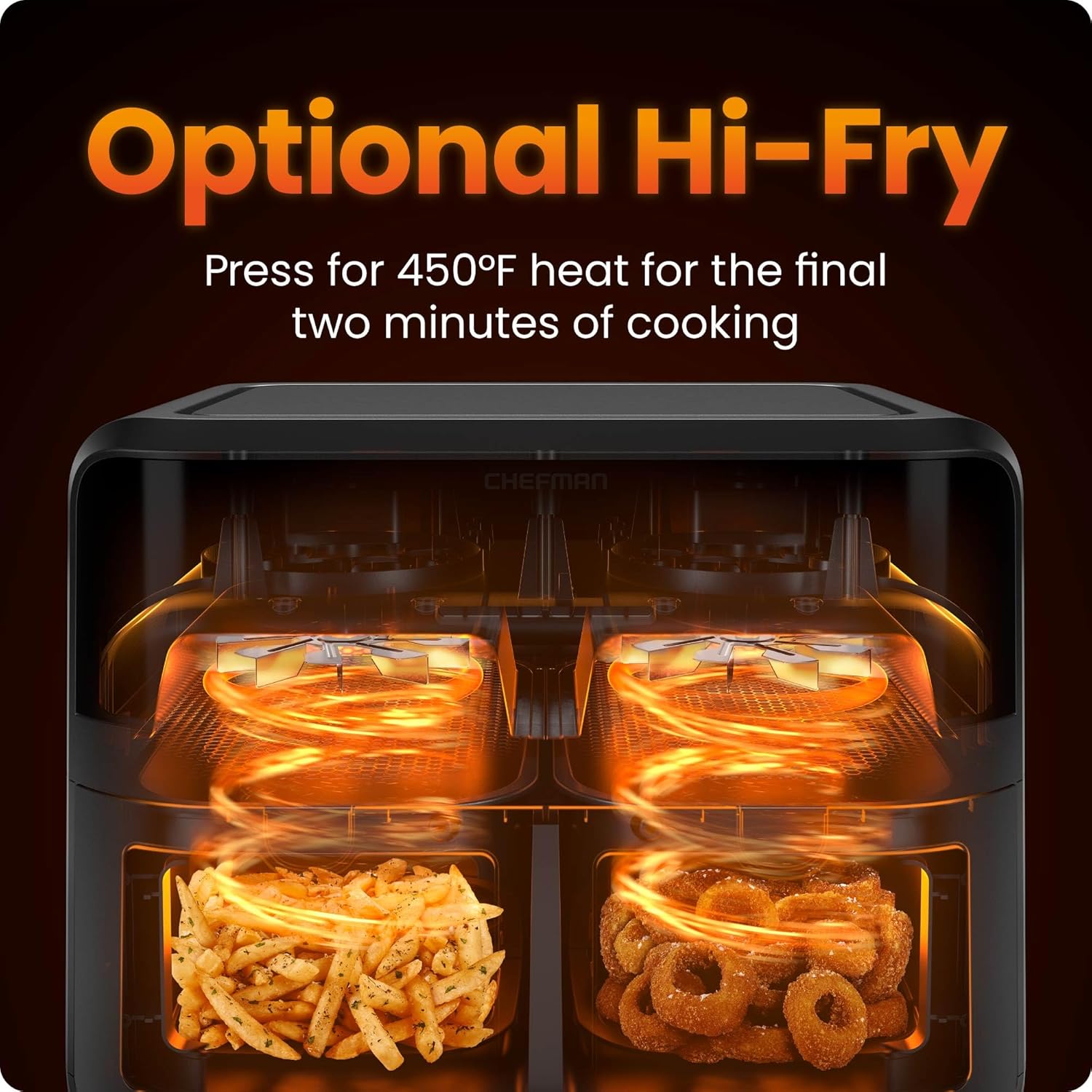 1761184640_CHEFMAN-6-Quart-Dual-Basket-Air-Fryer-Oven-with-Easy-View-Windows-Sync-Finish-Hi-Fry-Auto-Shutoff-2-Independent-3Qt-Nonstick-Dishwasher-Safe-Frying-Baskets-Digital-Double-Air-Fryer-Black.jpg CHEFMAN 6 Quart Dual Basket Air Fryer Oven with Easy View Windows, Sync Finish, Hi-Fry, Auto Shutoff, 2 Independent 3Qt Nonstick Dishwasher Safe Frying Baskets, Digital Double Air Fryer - Black - Image 4
