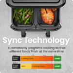 CHEFMAN 6 Quart Dual Basket Air Fryer Oven with Easy View Windows, Sync Finish, Hi-Fry, Auto Shutoff, 2 Independent 3Qt Nonstick Dishwasher Safe Frying Baskets, Digital Double Air Fryer - Black - Image 5