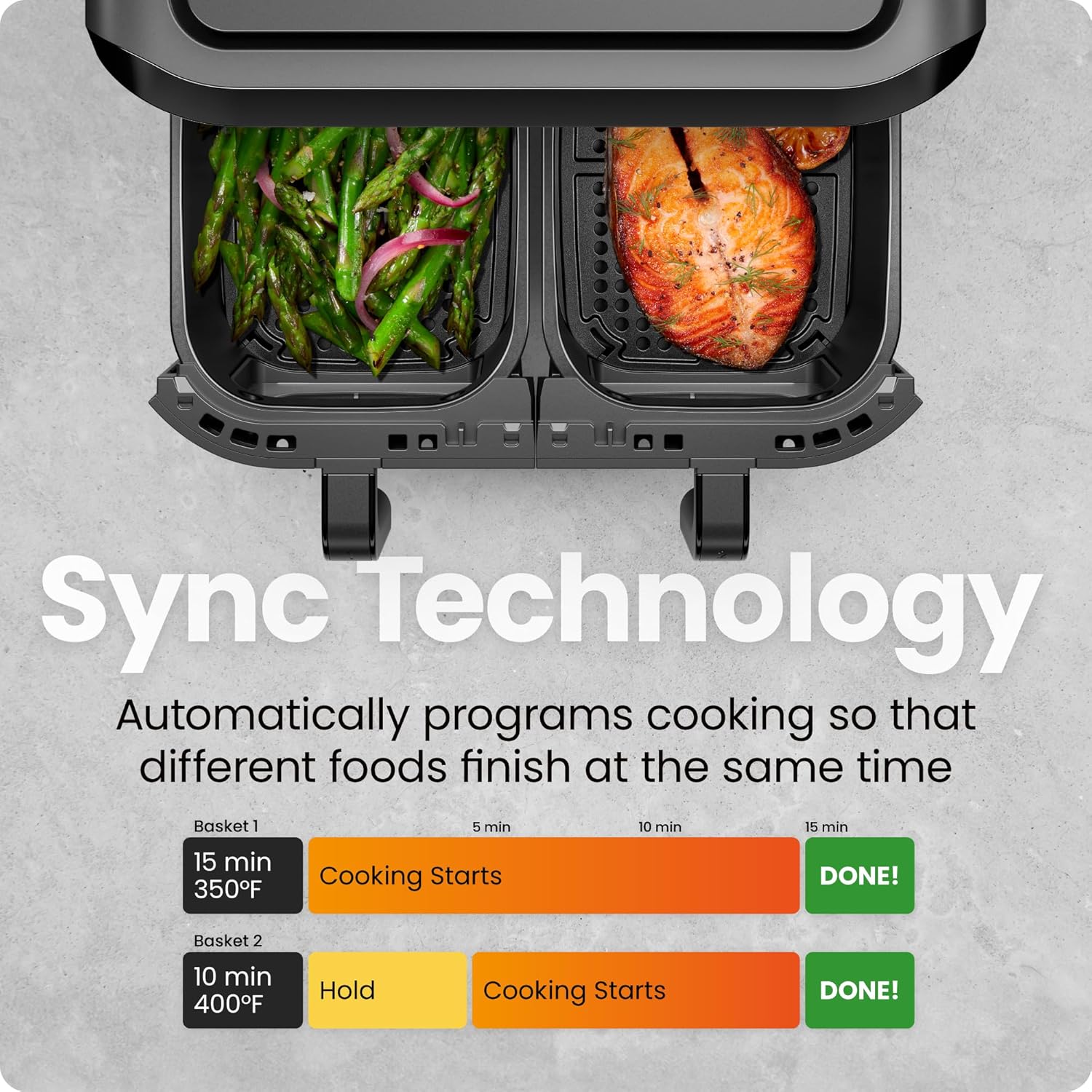 1761184642_CHEFMAN-6-Quart-Dual-Basket-Air-Fryer-Oven-with-Easy-View-Windows-Sync-Finish-Hi-Fry-Auto-Shutoff-2-Independent-3Qt-Nonstick-Dishwasher-Safe-Frying-Baskets-Digital-Double-Air-Fryer-Black.jpg CHEFMAN 6 Quart Dual Basket Air Fryer Oven with Easy View Windows, Sync Finish, Hi-Fry, Auto Shutoff, 2 Independent 3Qt Nonstick Dishwasher Safe Frying Baskets, Digital Double Air Fryer - Black - Image 5