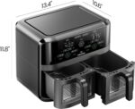 CHEFMAN 6 Quart Dual Basket Air Fryer Oven with Easy View Windows, Sync Finish, Hi-Fry, Auto Shutoff, 2 Independent 3Qt Nonstick Dishwasher Safe Frying Baskets, Digital Double Air Fryer - Black - Image 9