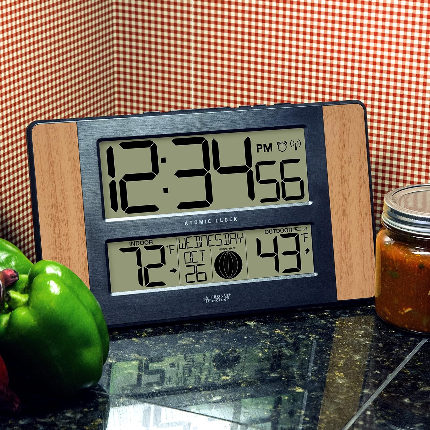 1761207824_La-Crosse-Technology-Atomic-Digital-Clock-with-Outdoor-Temperature-Wood-Oak-0.jpg La Crosse Technology Atomic Digital Clock with Outdoor Temperature, Wood Oak, 0 - Image 8