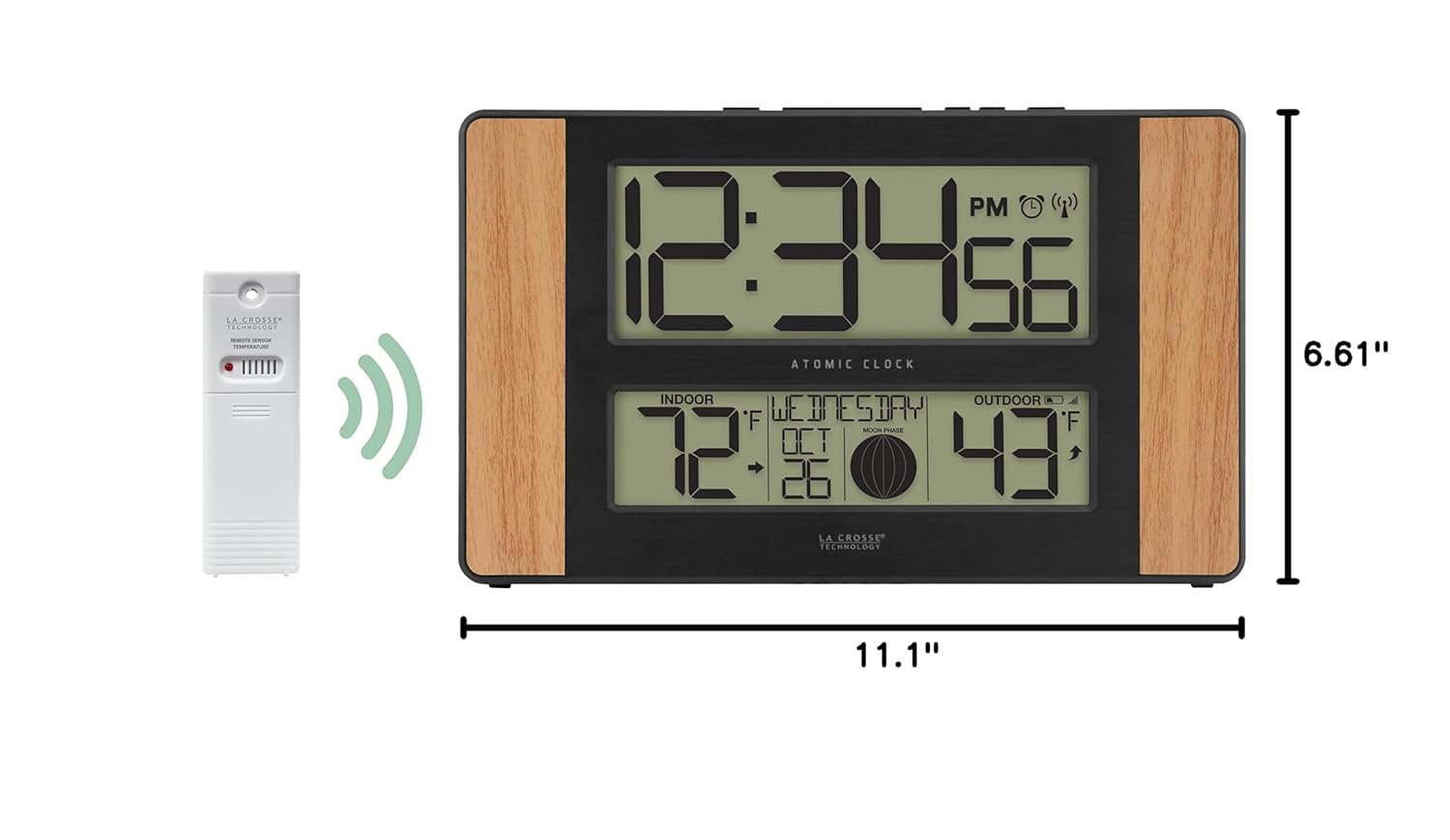 1761207826_La-Crosse-Technology-Atomic-Digital-Clock-with-Outdoor-Temperature-Wood-Oak-0.jpg La Crosse Technology Atomic Digital Clock with Outdoor Temperature, Wood Oak, 0 - Image 9