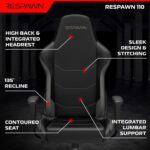 RESPAWN 110 Ergonomic Gaming Chair - Racing Style High Back PC Computer Desk Office Chair - 360 Swivel, Integrated Headrest, 135 Degree Recline with Adjustable Tilt Tension & Angle Lock - 2023 Grey - Image 4