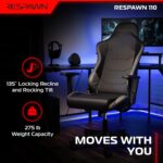 RESPAWN 110 Ergonomic Gaming Chair - Racing Style High Back PC Computer Desk Office Chair - 360 Swivel, Integrated Headrest, 135 Degree Recline with Adjustable Tilt Tension & Angle Lock - 2023 Grey - Image 6