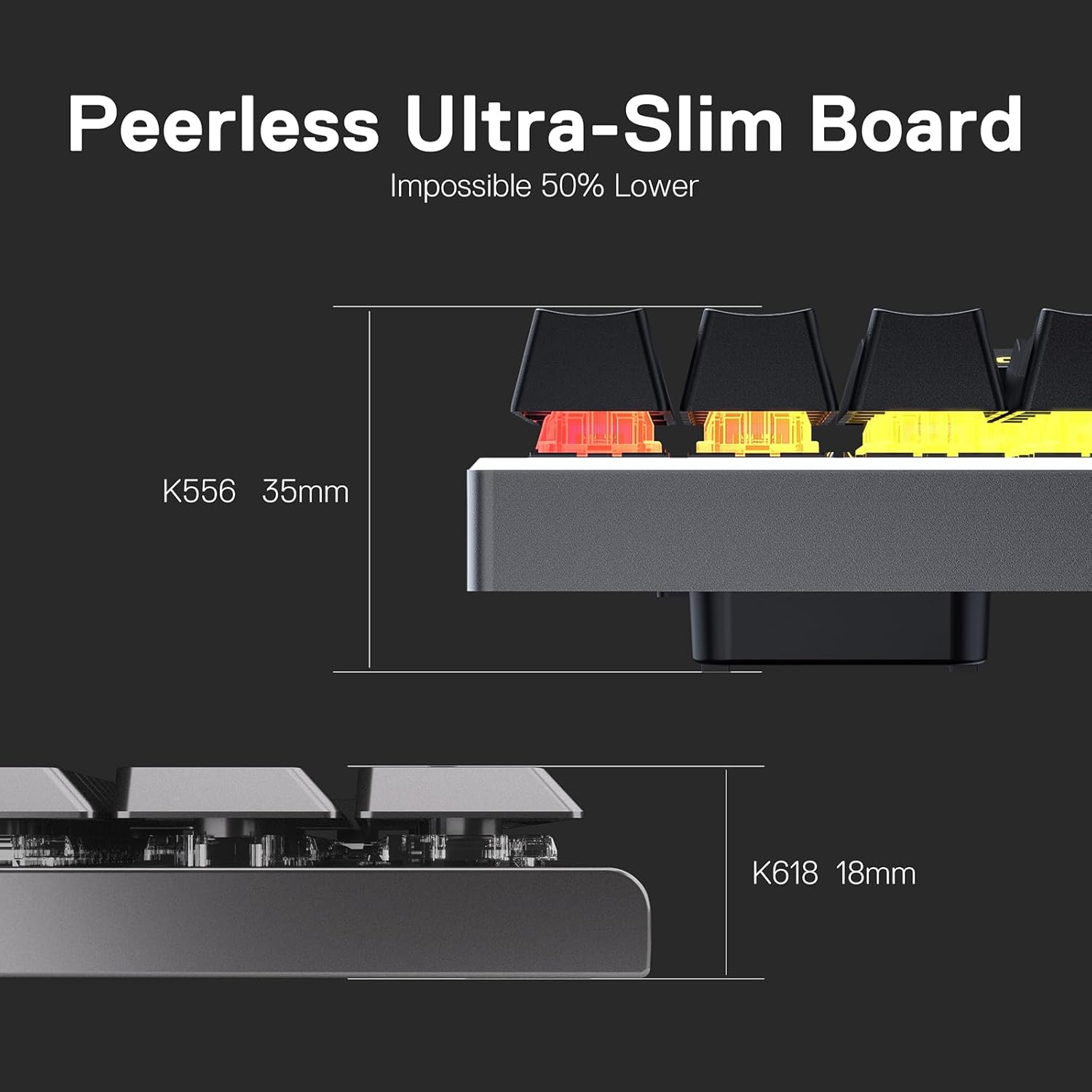 1761209409_Redragon-K618-PRO-3-Mode-Wireless-RGB-Mechanical-Keyboard-BT2.4GhzWired-Low-Profile-WinMac-Gaming-Keyboard-wUltra-Thin-Design-Dedicated-Media-Control-Linear-Red-Switch.jpg Redragon K618 PRO 3-Mode Wireless RGB Mechanical Keyboard, BT/2.4Ghz/Wired Low Profile Win/Mac Gaming Keyboard w/Ultra-Thin Design, Dedicated Media Control & Linear Red Switch - Image 6