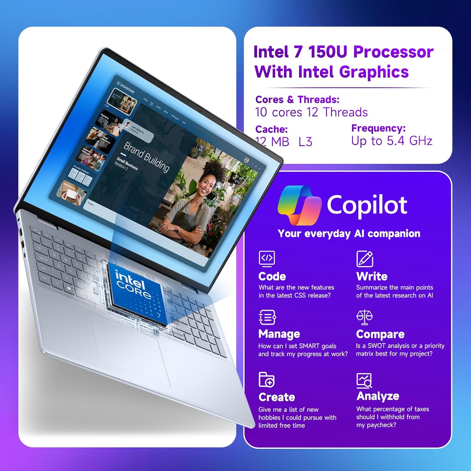 1761210303_Dell-16-Inch-Touchscreen-Laptop-Computer-–-Intel-10-Core-7-150U-64GB-DDR5-RAM-2TB-SSD-16-FHD-Anti-Glare-Ai-Copilot-Fingerprint-Backlit-KB-Win-11-Pro-for-Business-Student-wAccessories.jpg Dell 16-Inch Touchscreen Laptop Computer – Intel 10-Core 7 150U, 64GB DDR5 RAM, 2TB SSD, 16" FHD+ Anti-Glare, Ai Copilot, Fingerprint, Backlit KB, Win 11 Pro, for Business & Student, w/Accessories - Image 7