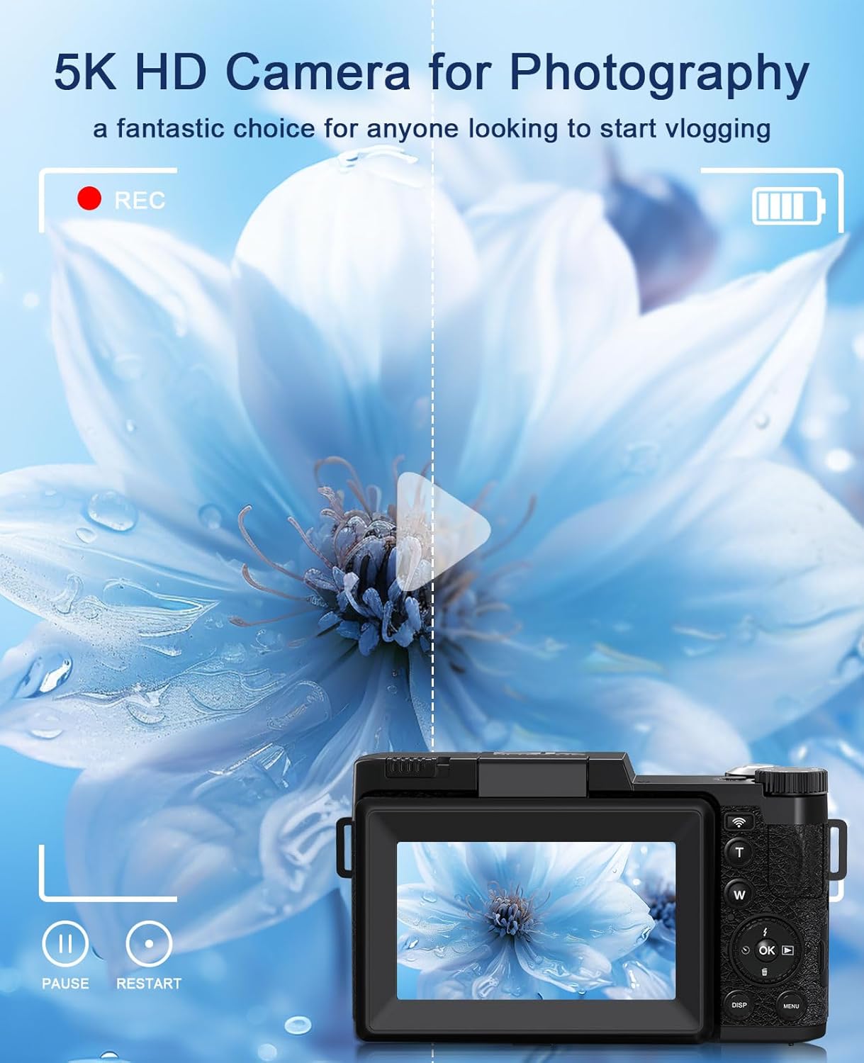 1761212230_FLATIC-Digital-Camera-with-WiFi-5K-64MP-Cameras-for-Photography-with-180°-Flip-Screen-for-YouTube-18X-Zoom-Autofoucs-Vlogging-Camera-with-64GB-Card-Wide-Macro-Lens-2-Batteries-Card-Reader.jpg FLATIC Digital Camera with WiFi, 5K 64MP Cameras for Photography with 180° Flip Screen for YouTube, 18X Zoom Autofoucs Vlogging Camera with 64GB Card, Wide & Macro Lens, 2 Batteries, Card Reader - Image 3