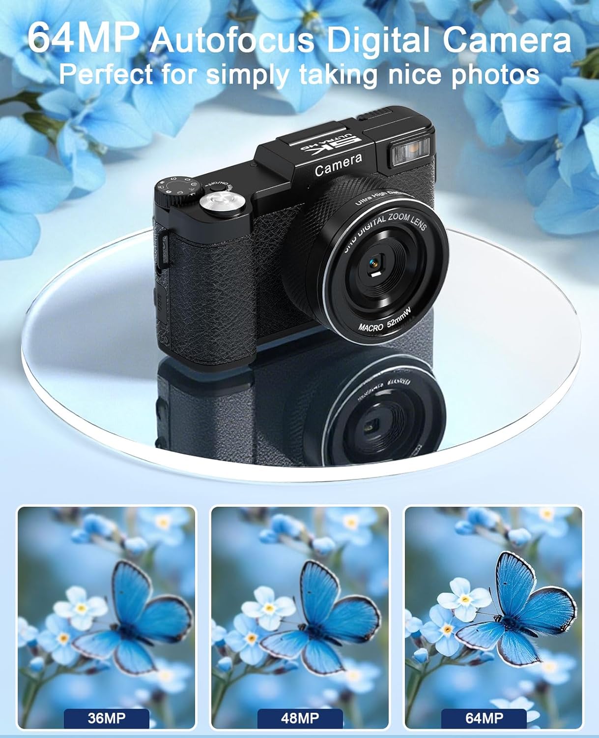 1761212232_FLATIC-Digital-Camera-with-WiFi-5K-64MP-Cameras-for-Photography-with-180°-Flip-Screen-for-YouTube-18X-Zoom-Autofoucs-Vlogging-Camera-with-64GB-Card-Wide-Macro-Lens-2-Batteries-Card-Reader.jpg FLATIC Digital Camera with WiFi, 5K 64MP Cameras for Photography with 180° Flip Screen for YouTube, 18X Zoom Autofoucs Vlogging Camera with 64GB Card, Wide & Macro Lens, 2 Batteries, Card Reader - Image 4
