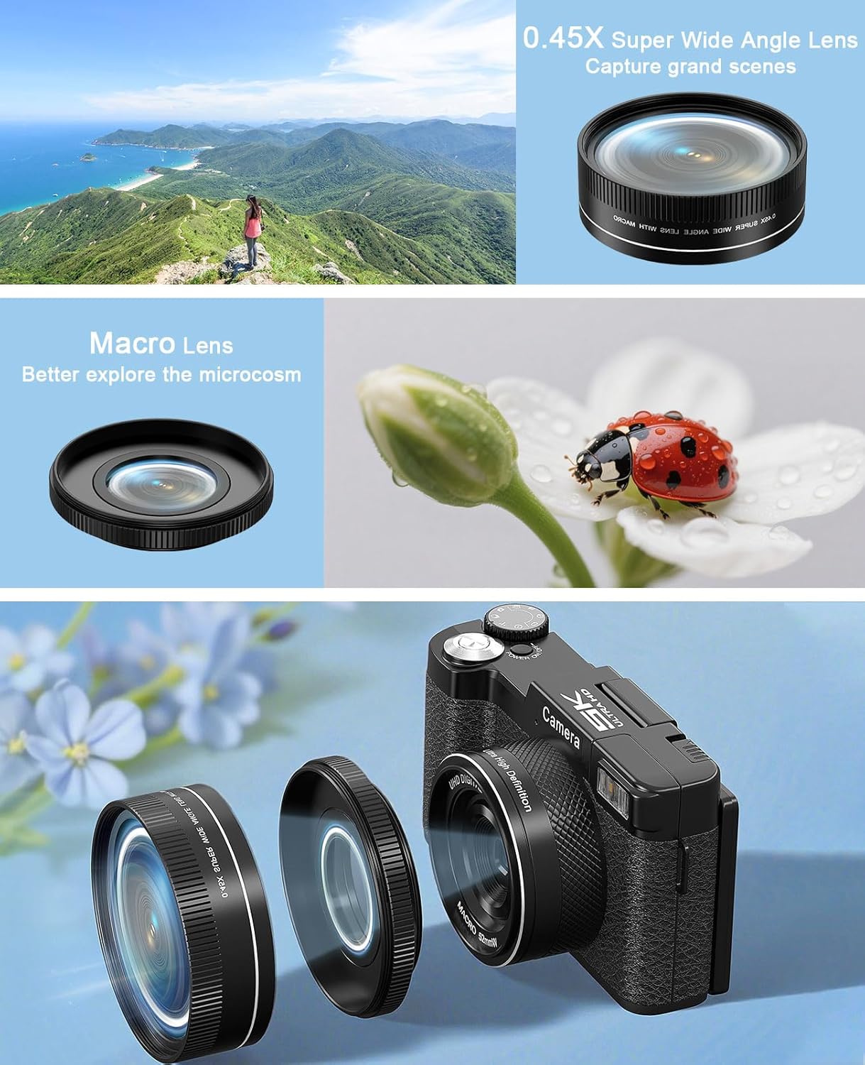 1761212237_FLATIC-Digital-Camera-with-WiFi-5K-64MP-Cameras-for-Photography-with-180°-Flip-Screen-for-YouTube-18X-Zoom-Autofoucs-Vlogging-Camera-with-64GB-Card-Wide-Macro-Lens-2-Batteries-Card-Reader.jpg FLATIC Digital Camera with WiFi, 5K 64MP Cameras for Photography with 180° Flip Screen for YouTube, 18X Zoom Autofoucs Vlogging Camera with 64GB Card, Wide & Macro Lens, 2 Batteries, Card Reader - Image 7