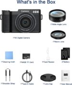 FLATIC Digital Camera with WiFi, 5K 64MP Cameras for Photography with 180° Flip Screen for YouTube, 18X Zoom Autofoucs Vlogging Camera with 64GB Card, Wide & Macro Lens, 2 Batteries, Card Reader - Image 10