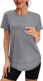 Womens Workout Tops Short Sleeve Shirts with Sun Protection UPF 50+ Quick Dry Outfits for Hiking Running S-3XL - Image 3