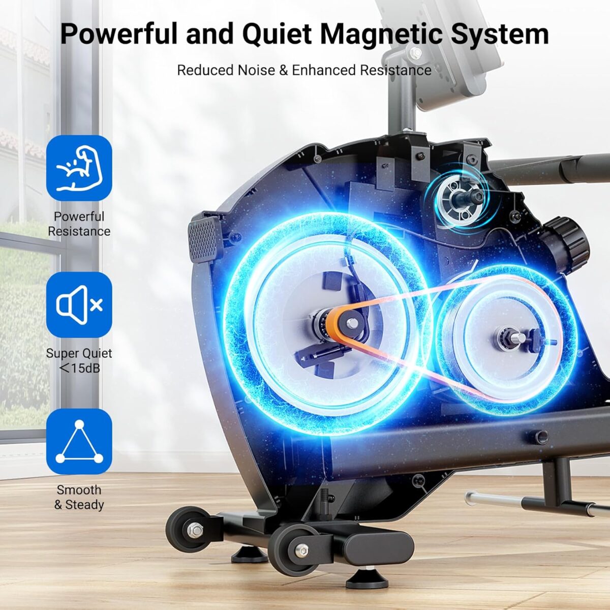Dripex Rowing Machines for Home Use, Rowing Machine Magnetic Rower, 16 Levels of Workout Resistance, Max 350 LBS, Dual Slide Rail, Bluetooth App Compatible, LCD Monitor, Row Machine for Gym Exercise - Image 3