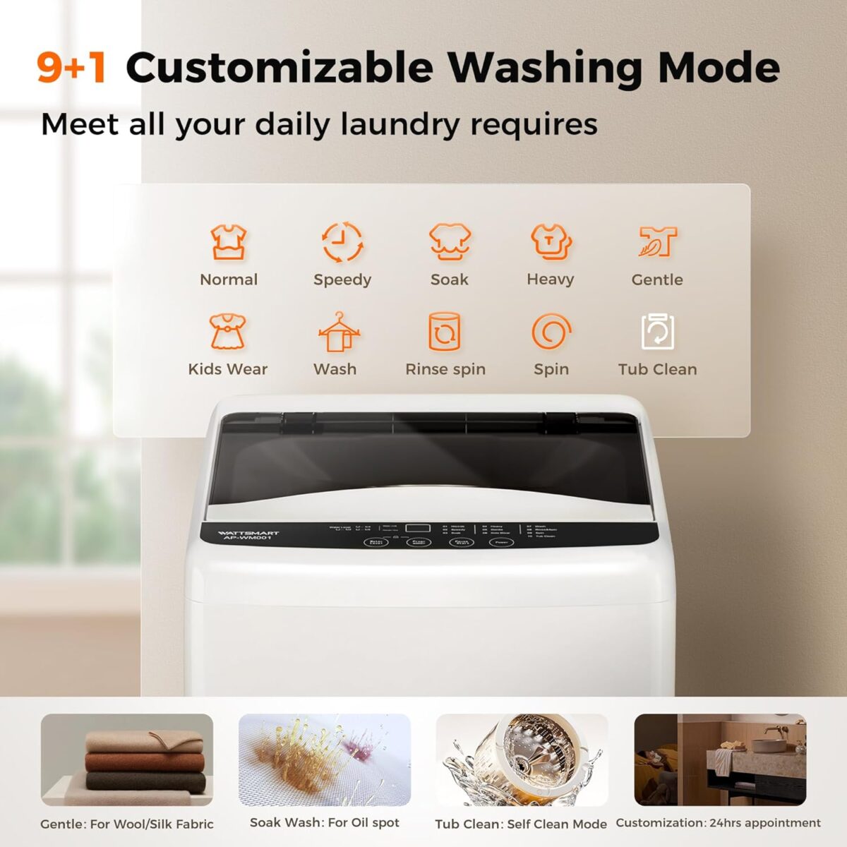 1 Cu. Ft. Portable Washing Machine, Full-Automatic 28.5L Compact Washer with Drain Pump, 10 Wash Cycles & 6 Water Levels, Ideal for Apartments, Dorms, and RV Use - Image 3