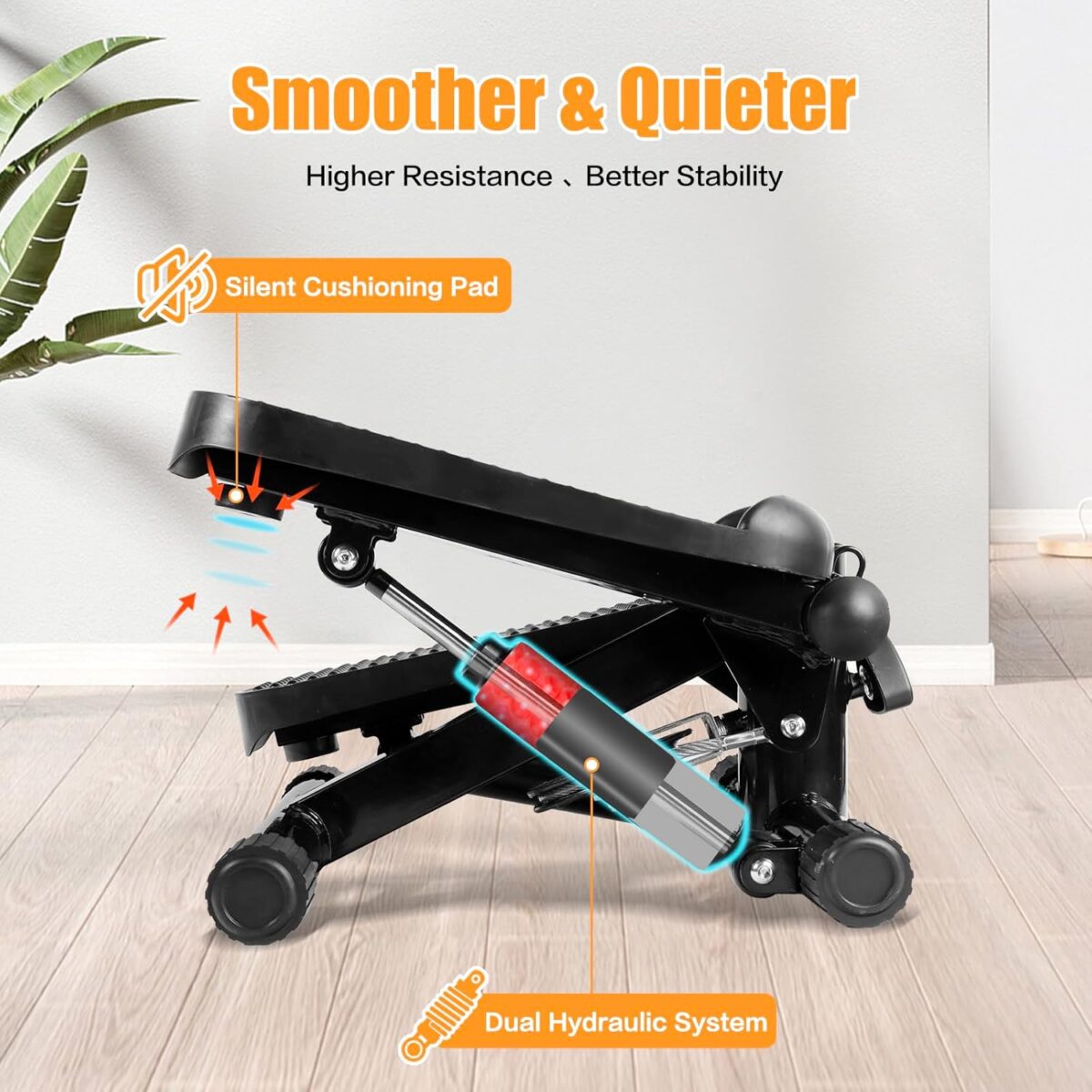Hydraulic Fitness Stepper with LCD Monitor - Mini Stepper and Resistance Bands - Image 5