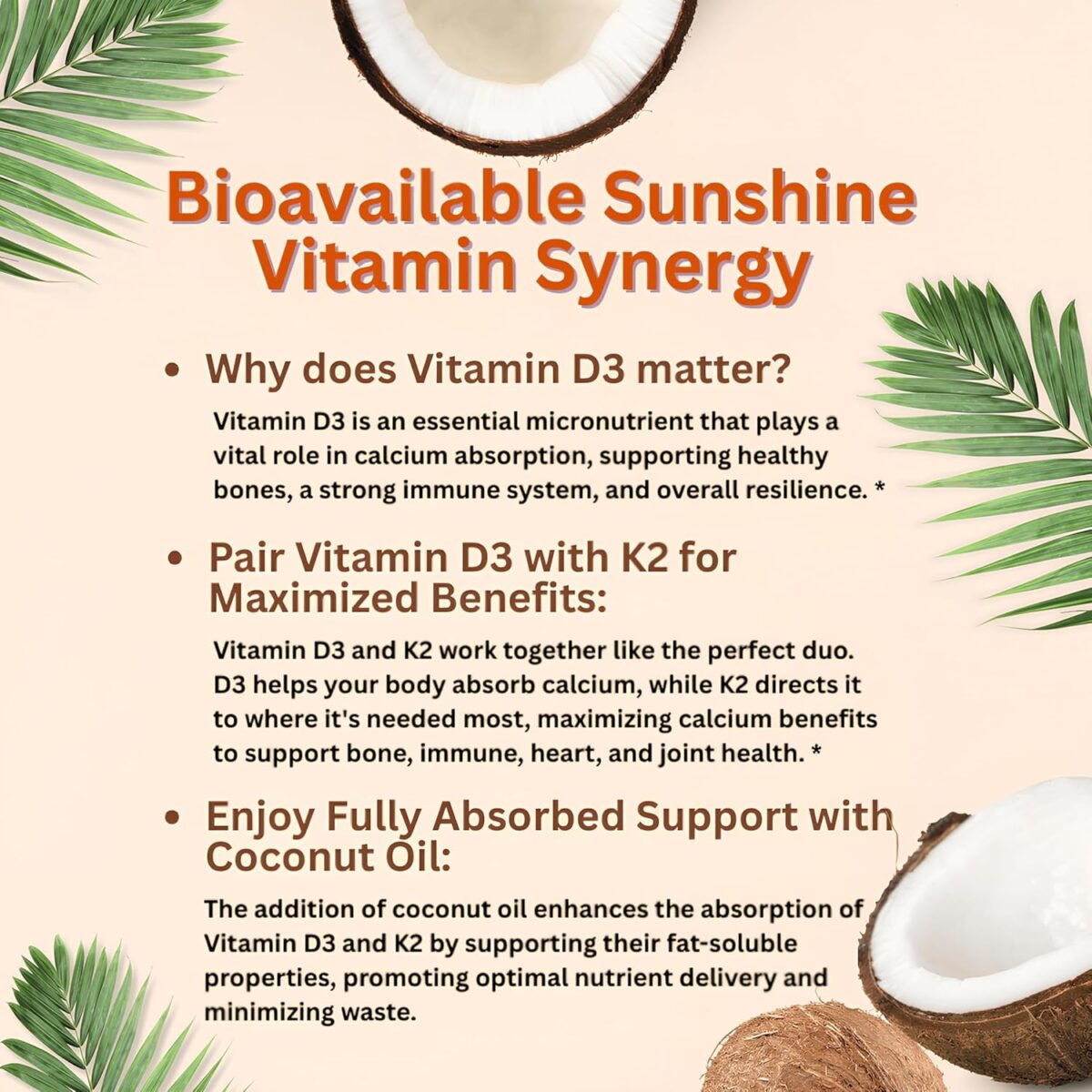 Micro Ingredients Vitamin D3 10,000 IU + K2 MK-7 200 mcg, 300 Softgels | Virgin Coconut Oil | 2-in-1 Bone, Immune & Heart Support | Easy to Swallow, Non-GMO - Image 6