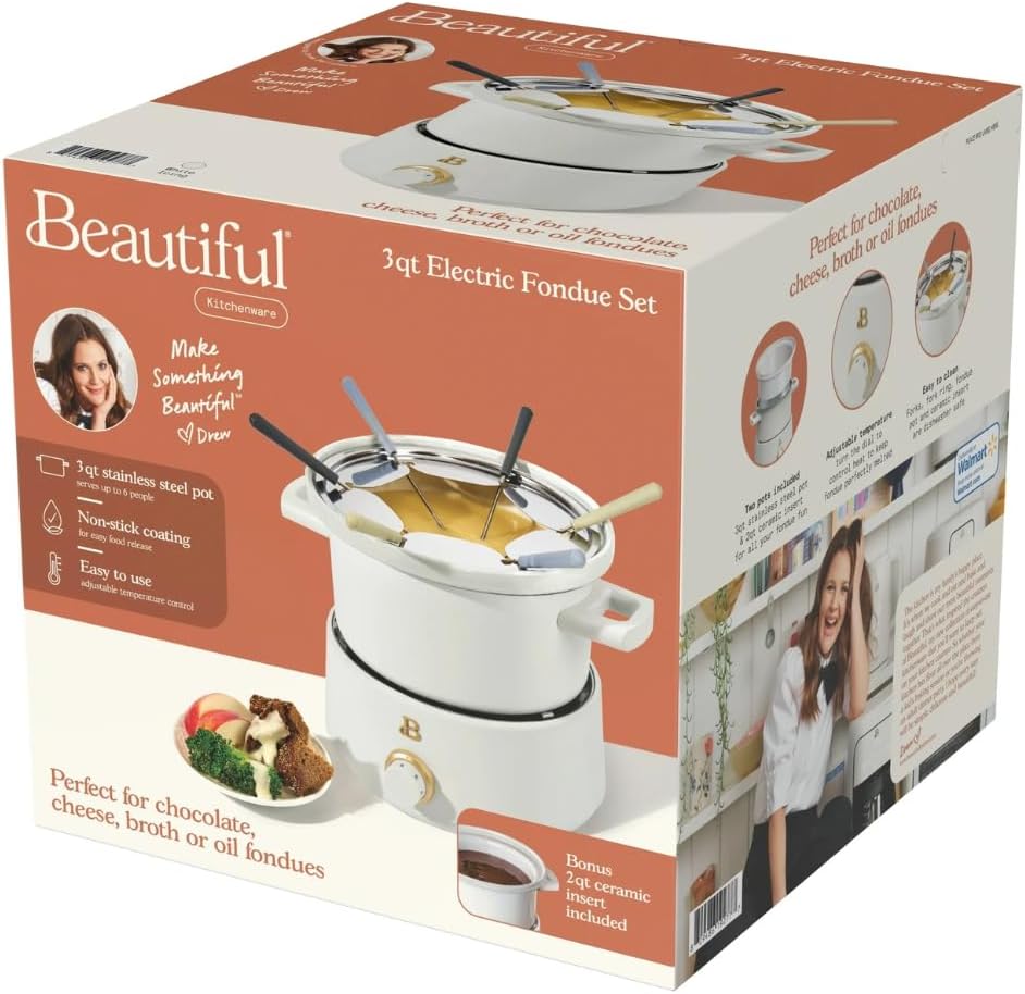1761269740_Beautiful-3-Quart-Electric-Fondue-Set-by-Drew-Barrymore-–-1000W-Stainless-Steel-Pot-Bonus-2Qt-Ceramic-Insert-Adjustable-Temperature-Nonstick-Dishwasher-Safe.jpg Beautiful 3-Quart Electric Fondue Set by Drew Barrymore – 1000W, Stainless Steel Pot, Bonus 2Qt Ceramic Insert, Adjustable Temperature, Nonstick, Dishwasher Safe - Image 3