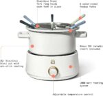 Beautiful 3-Quart Electric Fondue Set by Drew Barrymore – 1000W, Stainless Steel Pot, Bonus 2Qt Ceramic Insert, Adjustable Temperature, Nonstick, Dishwasher Safe - Image 4