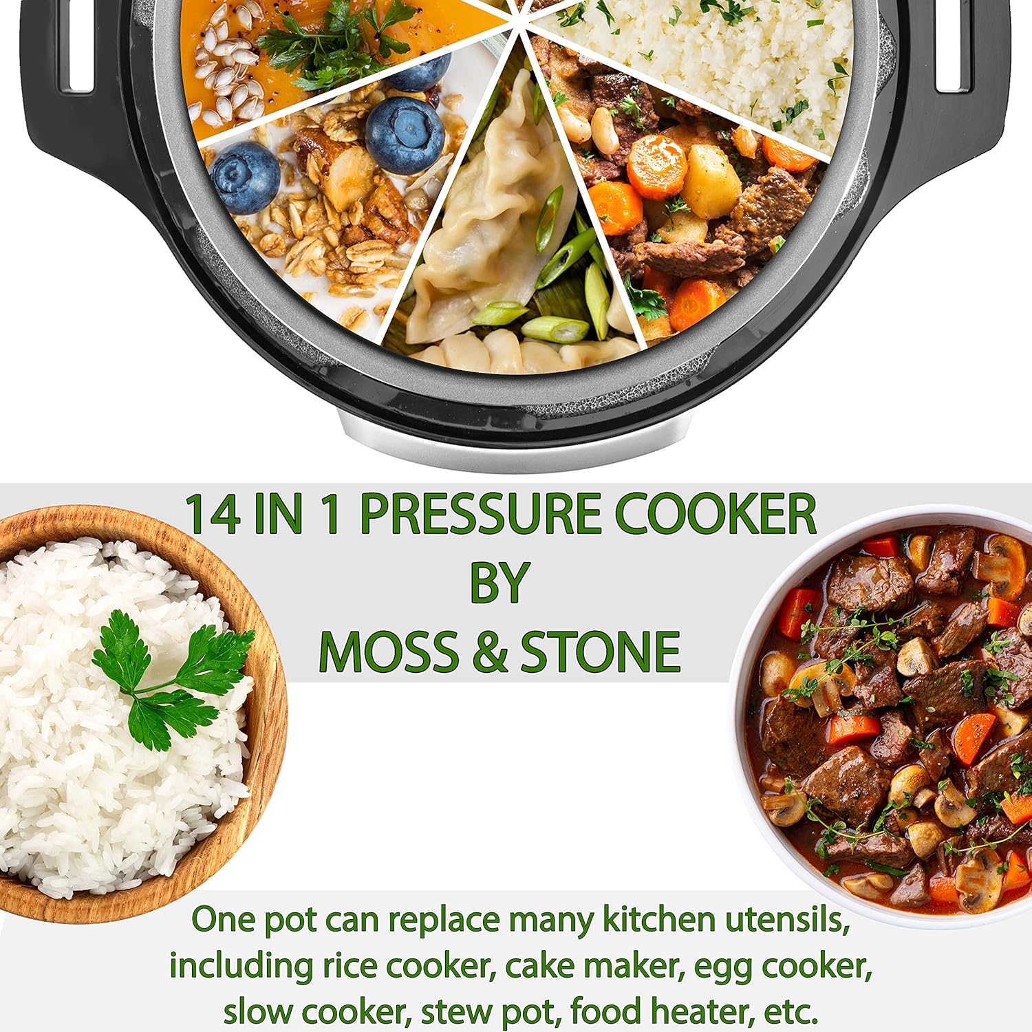 1761270853_Moss-Stone-Electric-Pressure-Cooker-with-Large-LCD-Display-Multi-Use-6-Quart-Pot-14-in-1-Cooker-Maker-Slow-Rice-Steam-Saute-Yogurt-Egg-Warmer.jpg Moss & Stone Electric Pressure Cooker with Large LCD Display, Multi-Use 6 Quart Pot, 14-in-1 Cooker & Maker: Slow, Rice, Steam, Saute, Yogurt, Egg, Warmer - Image 5
