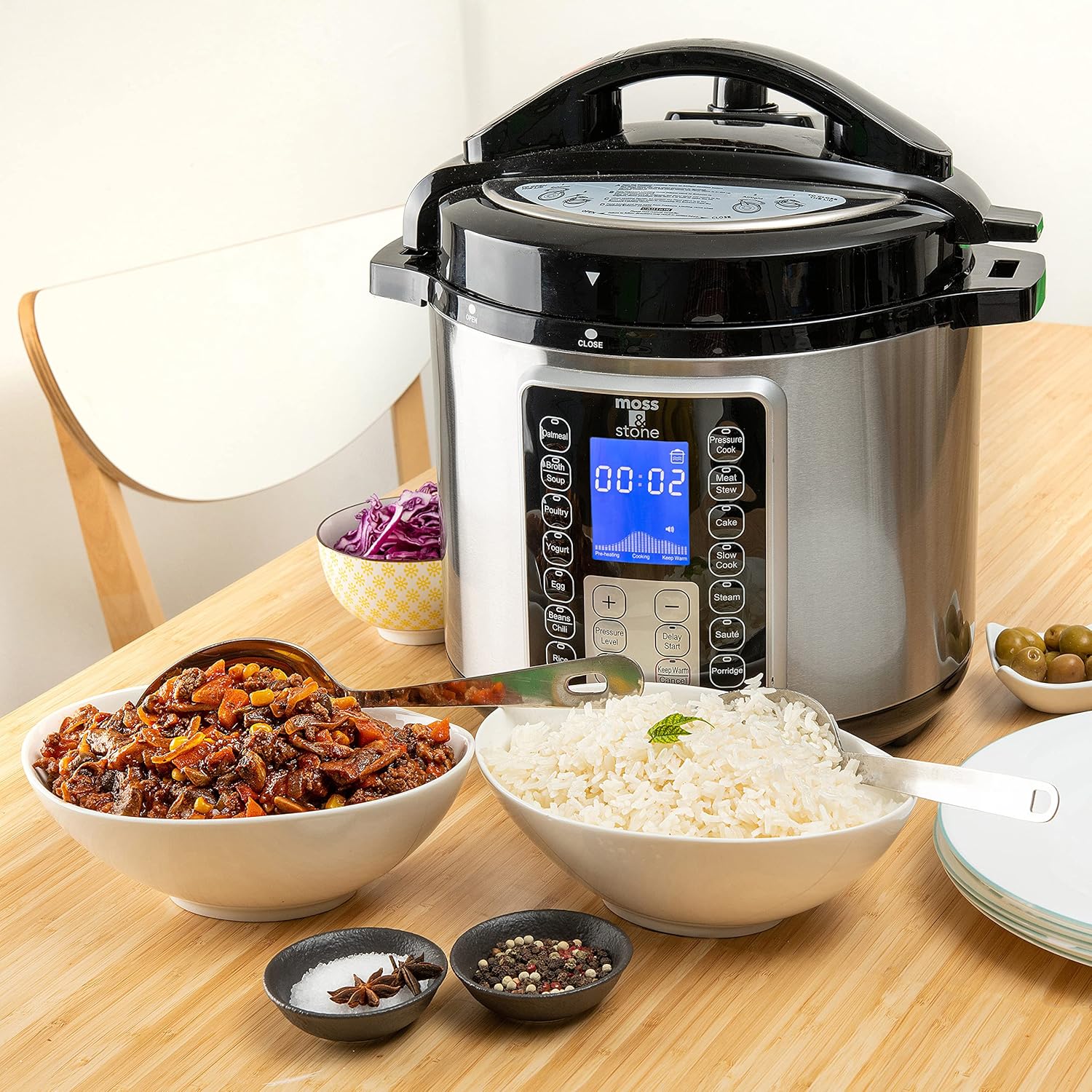 1761270855_Moss-Stone-Electric-Pressure-Cooker-with-Large-LCD-Display-Multi-Use-6-Quart-Pot-14-in-1-Cooker-Maker-Slow-Rice-Steam-Saute-Yogurt-Egg-Warmer.jpg Moss & Stone Electric Pressure Cooker with Large LCD Display, Multi-Use 6 Quart Pot, 14-in-1 Cooker & Maker: Slow, Rice, Steam, Saute, Yogurt, Egg, Warmer - Image 6