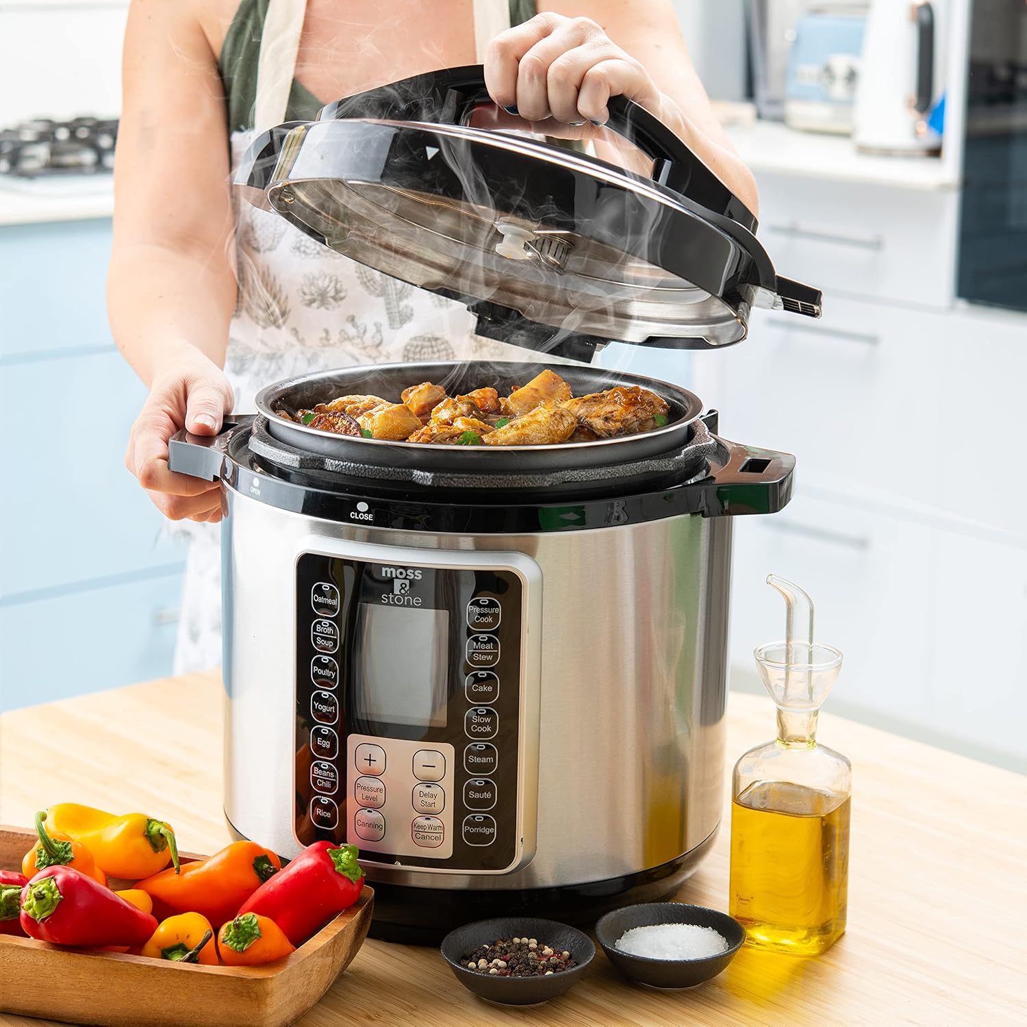 1761270857_Moss-Stone-Electric-Pressure-Cooker-with-Large-LCD-Display-Multi-Use-6-Quart-Pot-14-in-1-Cooker-Maker-Slow-Rice-Steam-Saute-Yogurt-Egg-Warmer.jpg Moss & Stone Electric Pressure Cooker with Large LCD Display, Multi-Use 6 Quart Pot, 14-in-1 Cooker & Maker: Slow, Rice, Steam, Saute, Yogurt, Egg, Warmer - Image 7