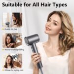 DYS0N Alternative Hair Dryer - 1 Min Fast Drying, High-Speed Blow Dryer with 500 Million Negative Ions, No Heat Damage, Low Noise, Lightweight, Professional Hairdryer with Diffuser & Nozzle, Gunmetal - Image 8
