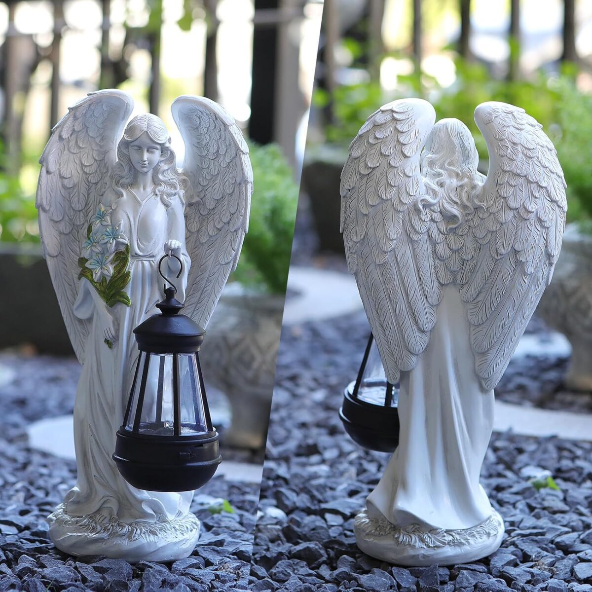 Solar Angel Outdoor Garden Decor Statues – 13.2 inches Solar Outdoor Sculptures for Outside Yard Art Patio Balcony Front Lawn Ornaments Gifts for Mom Grandma Women - Image 3