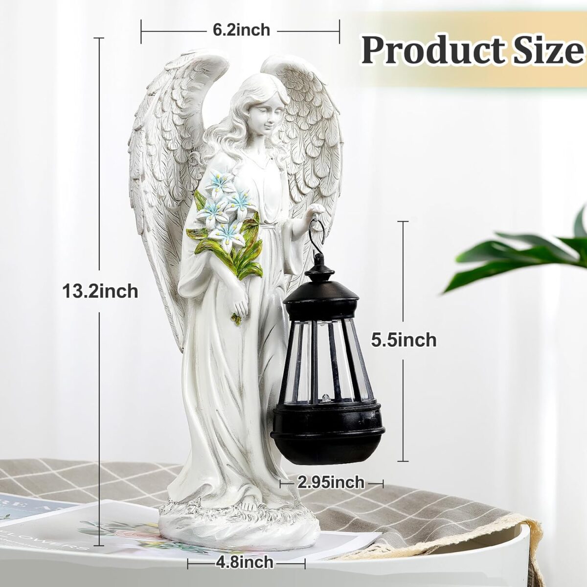 Solar Angel Outdoor Garden Decor Statues – 13.2 inches Solar Outdoor Sculptures for Outside Yard Art Patio Balcony Front Lawn Ornaments Gifts for Mom Grandma Women - Image 4