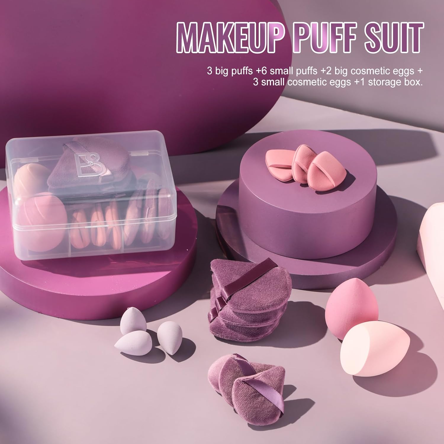 1761293687_Makeup-Sponge-Set-BS-MALL-Triangle-Puff-14-Pcs-for-Liquid-Cream-and-Powder-Multi-colored-Makeup-Sponges-and-Mini-Sponge-with-Case-A-Purple.jpg Makeup Sponge Set BS-MALL Triangle Puff 14 Pcs for Liquid, Cream, and Powder, Multi-colored Makeup Sponges and Mini Sponge with Case (A-Purple) - Image 5
