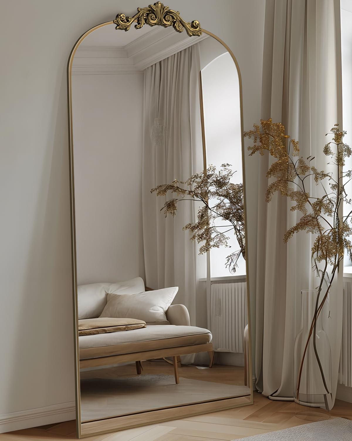 1761294332_Antok-Arched-Full-Length-Mirror-71x28-Floor-Mirror-with-Carved-Full-Body-Mirrors-for-HomeDecor-StandingHalling-Large-Wall-Mirror-for-Bedroom-Living-Room-Cloakroom-Bronze-Retro-Style.jpg Antok Arched Full Length Mirror, 71"x28" Floor Mirror with Carved, Full Body Mirrors for HomeDecor, Standing/Halling Large Wall Mirror for Bedroom, Living Room, Cloakroom, Bronze, Retro Style - Image 3