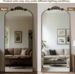 Antok Arched Full Length Mirror, 71"x28" Floor Mirror with Carved, Full Body Mirrors for HomeDecor, Standing/Halling Large Wall Mirror for Bedroom, Living Room, Cloakroom, Bronze, Retro Style - Image 4