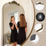 Antok Arched Full Length Mirror, 71"x28" Floor Mirror with Carved, Full Body Mirrors for HomeDecor, Standing/Halling Large Wall Mirror for Bedroom, Living Room, Cloakroom, Bronze, Retro Style - Image 5